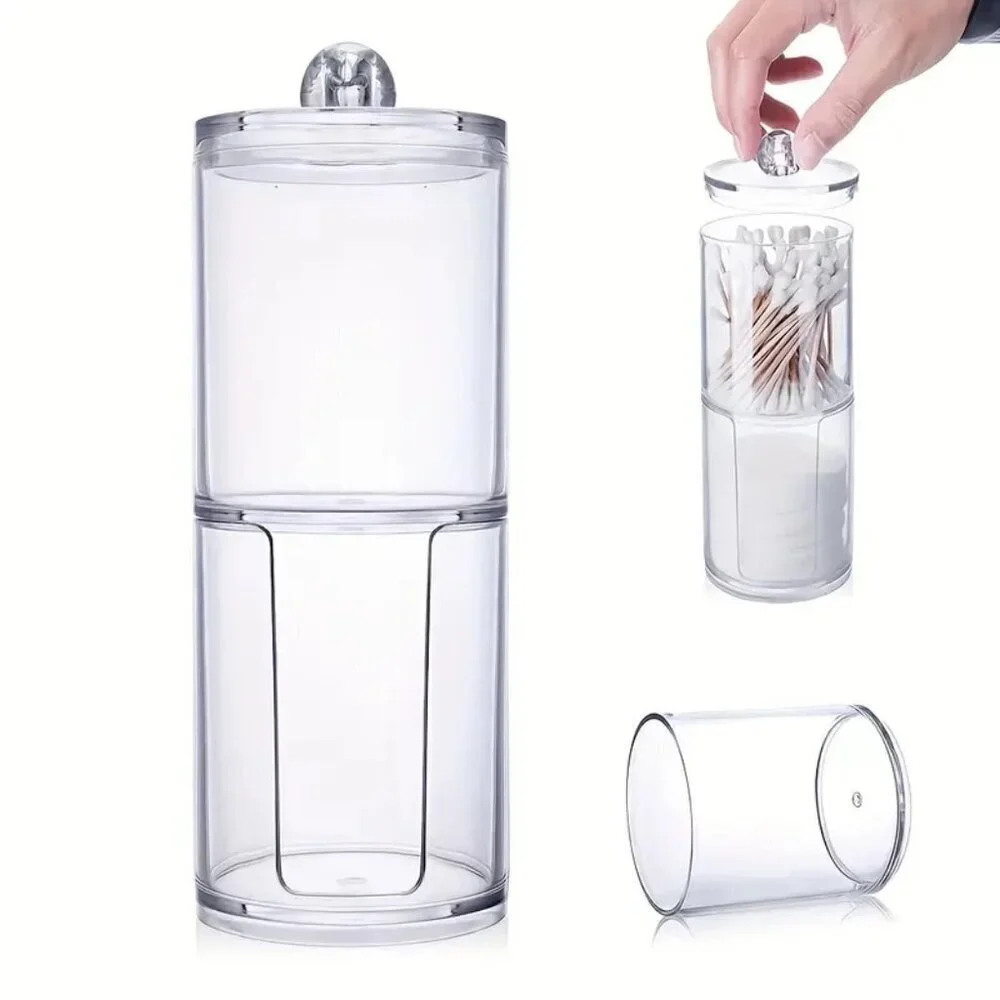 Stacked Acrylic Cotton Swab & Cotton Rounds Holder
